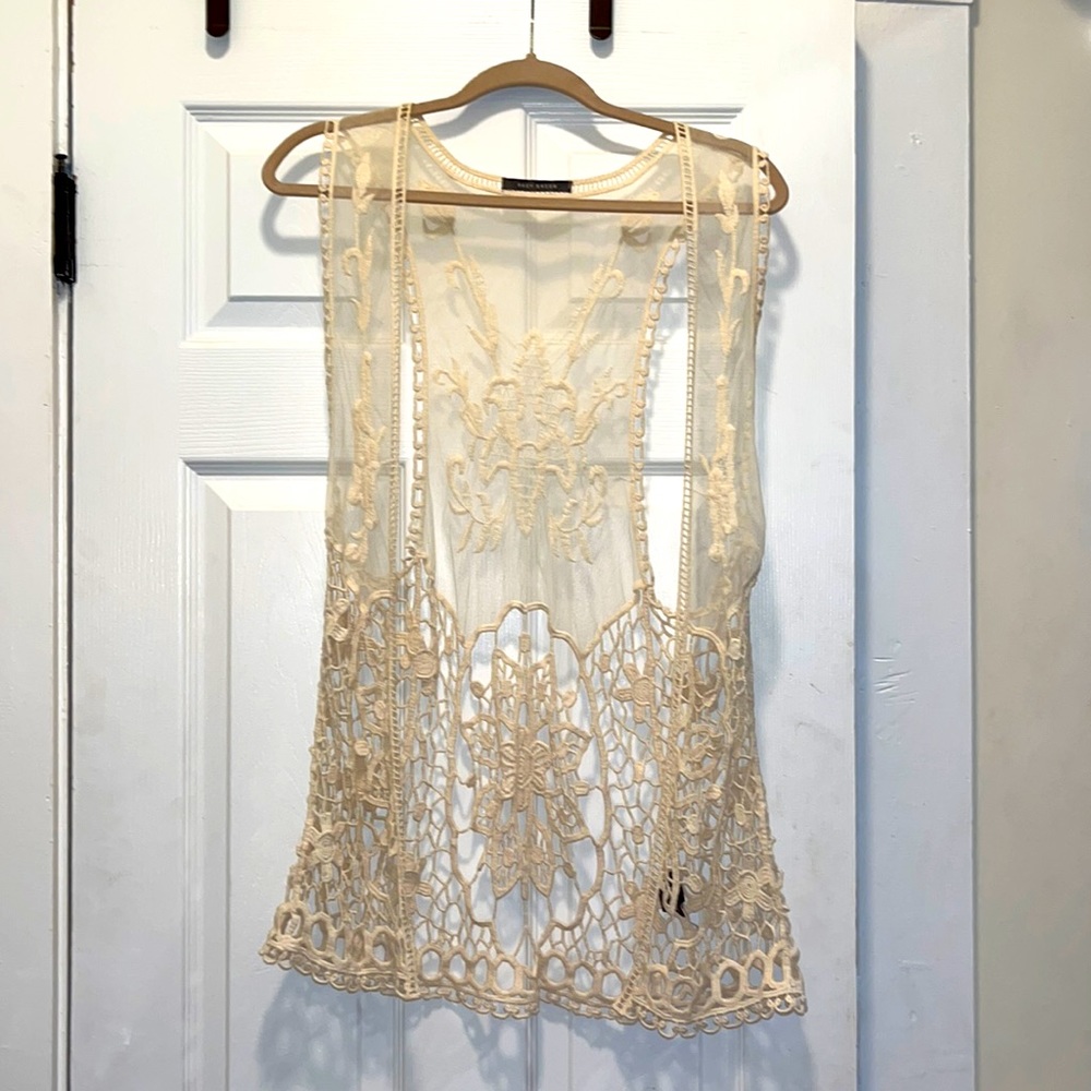 Boho cream lace vest/open shrug